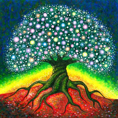 Diamond Painting Boom met lichtjes met Ronde steentjes 100x100 - Beste Kwaliteit